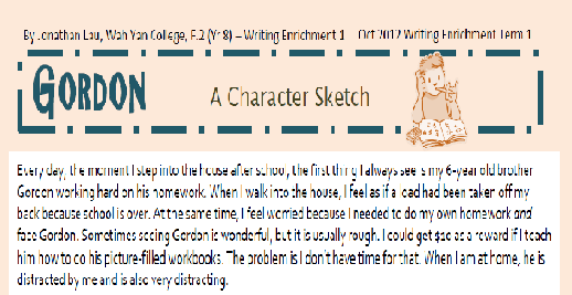 Writing Enrichment 1: Character Sketch